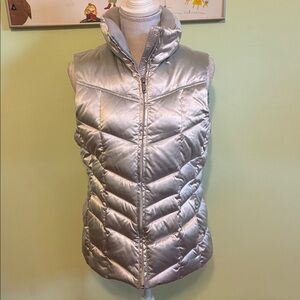 Lands’ End silver puffer vest, women’s size M